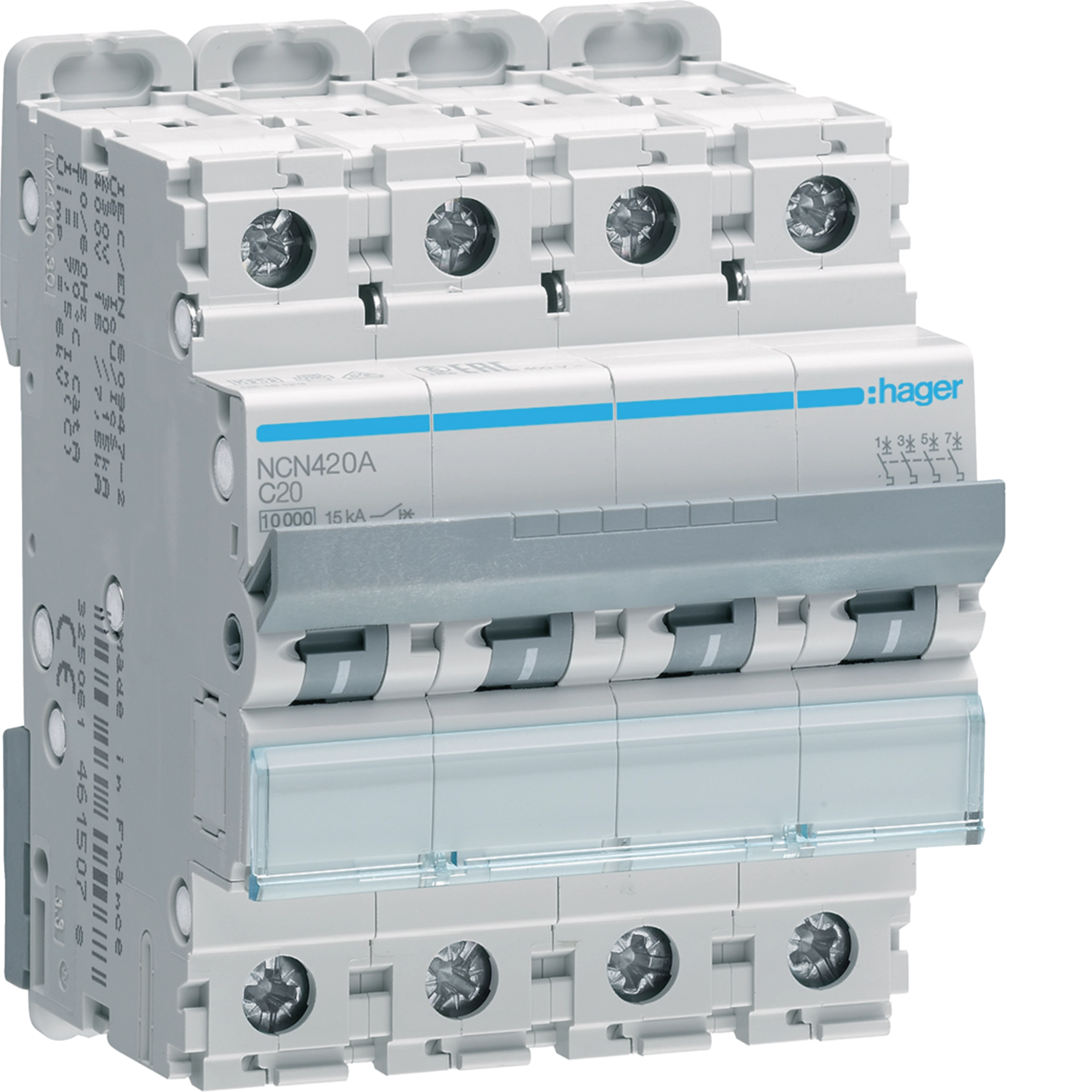 [NCN420A] 20A 4P 15KA C-CURVE MCB