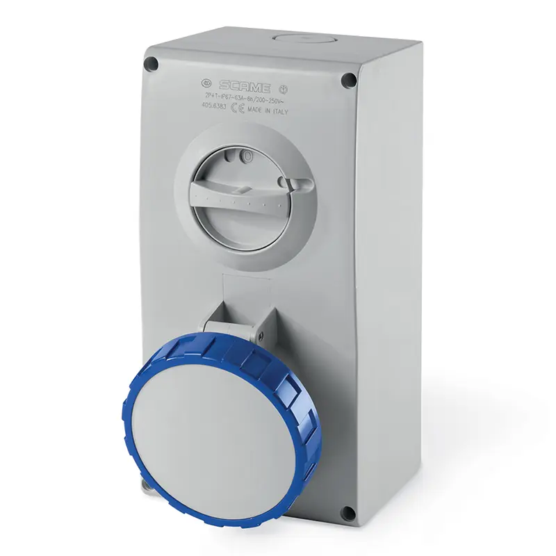 63A 2P+E IP67 SURF SWITCH SOCKET