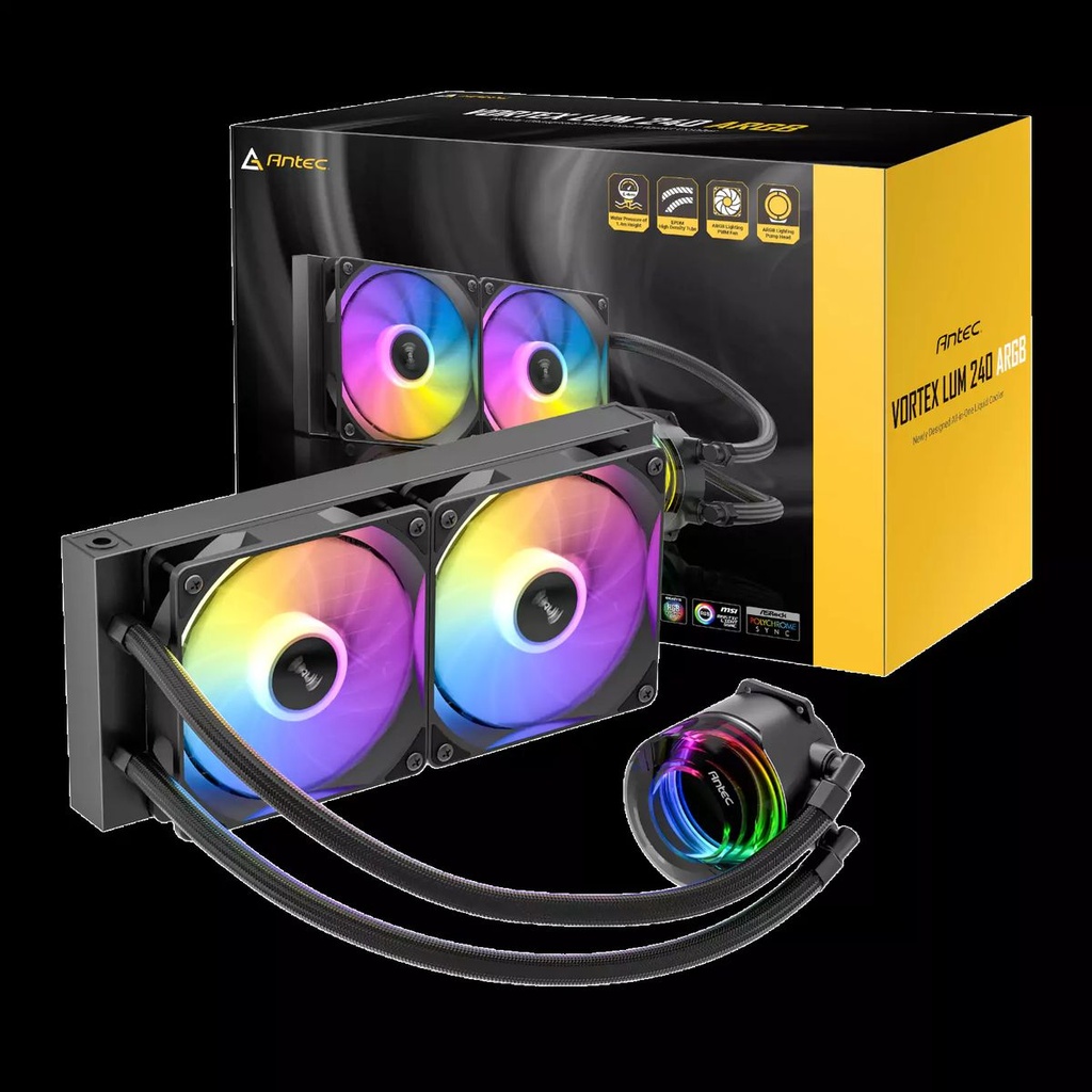 Antec Vortex LUM - 240mm ARGB CPU Water Cooler - Black