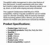*Logitech RallyBar WallMnt Kit