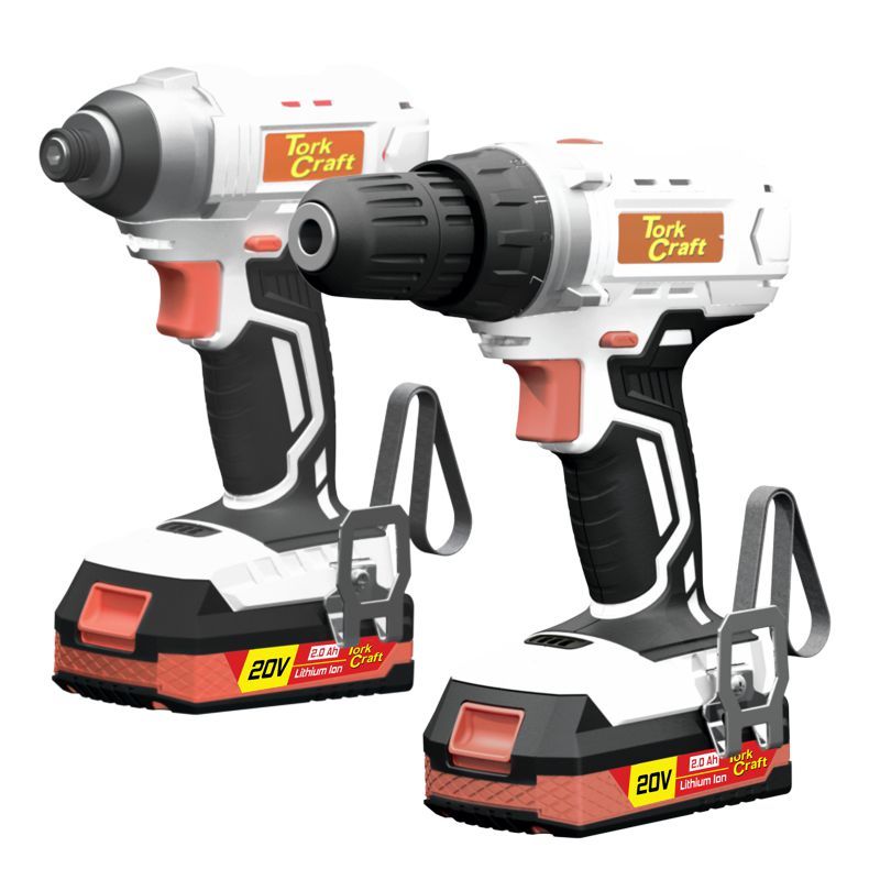 Drill &amp; Impact Driver Twin Pack 20v 2 X 2.0ah Bat Std Charg Carry Bag