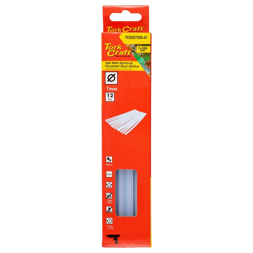 [TCGS07200-01] Glue Stick 07 X 200mm 12pc Hot Melt Gen. Purpose Eva 18000cps