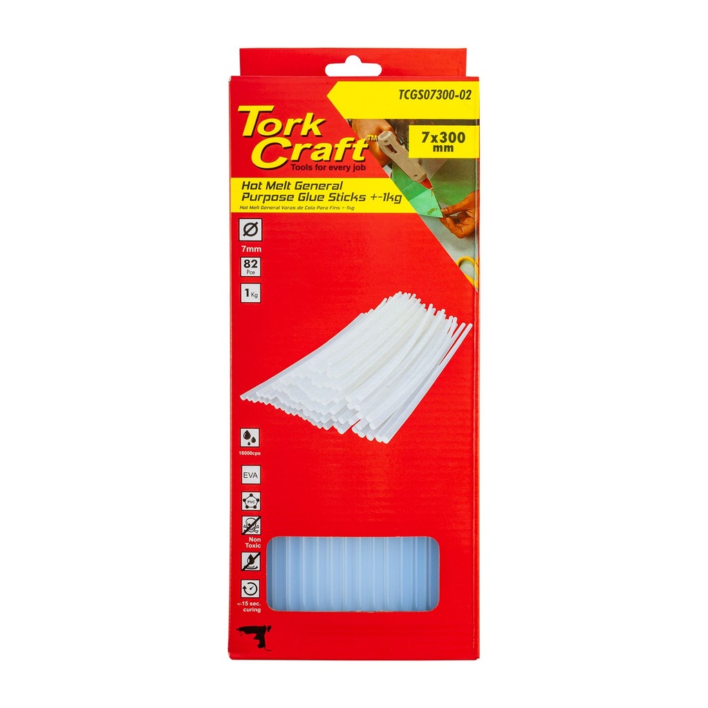[TCGS07300-02] Glue Stick 07 X 300mm 82pc 1kg Hot Melt Gen. Purpose Eva 18000cps
