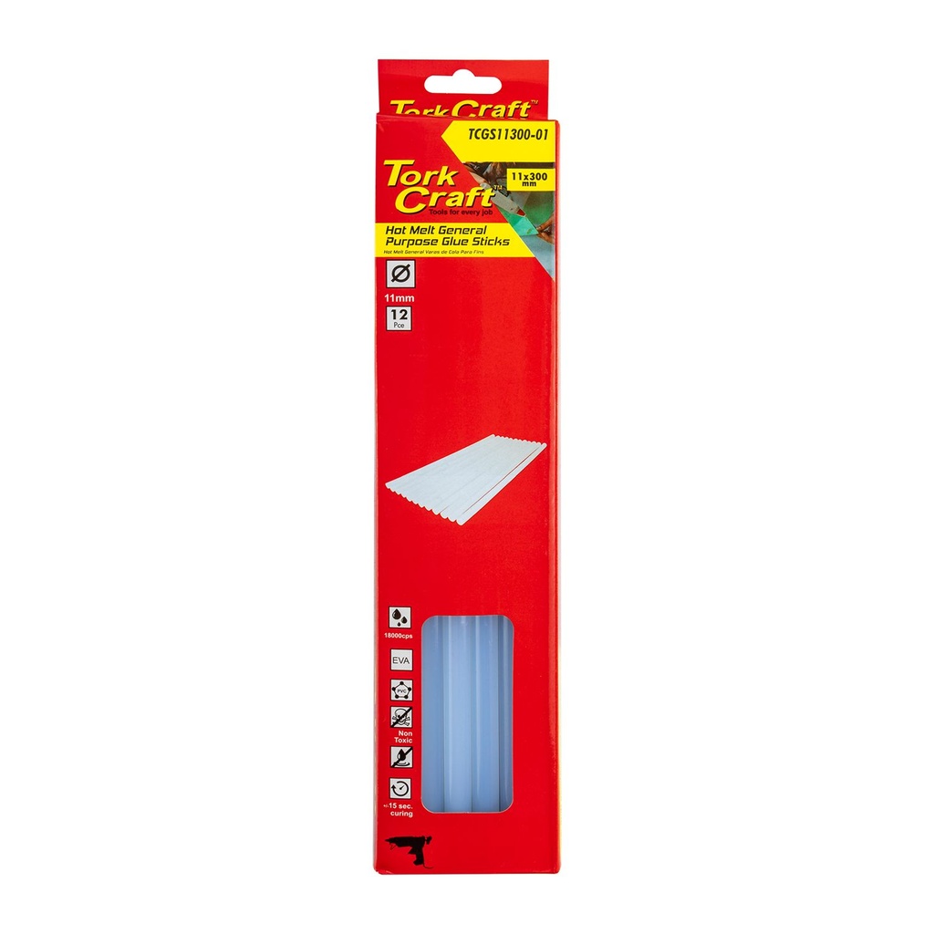 [TCGS11300-01] Glue Stick 11 X 300mm 12pc Hot Melt Gen. Purpose Eva 18000cps