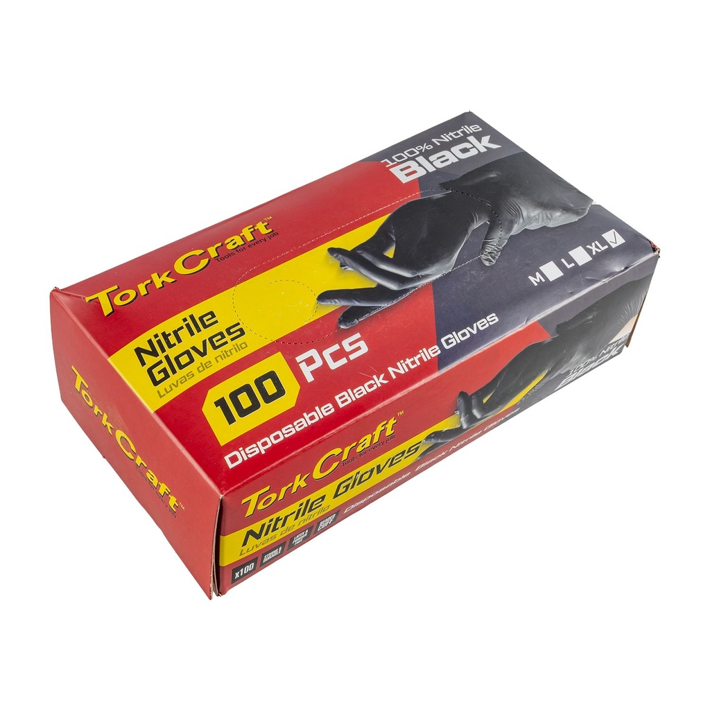 [GL132] Nitrile Glove L/duty X-large Black 100pc T/box